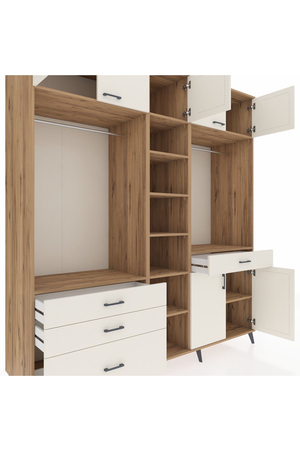 Kronos Dolap 11 Raflı 4 Çekmeceli 2 Askılı 220x59x243 - S784M056V22C