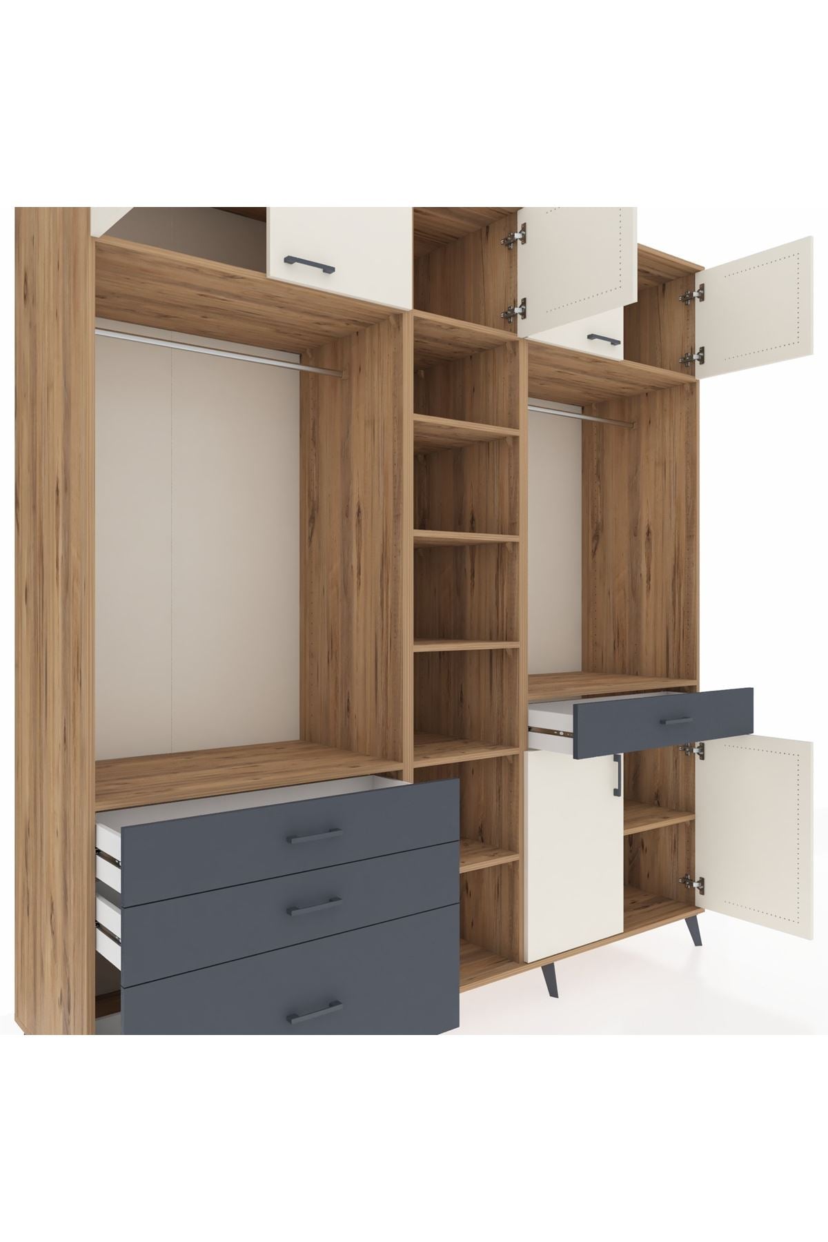 Kronos Dolap 11 Raflı 4 Çekmeceli 2 Askılı 220x59x243 - S784M056V23C