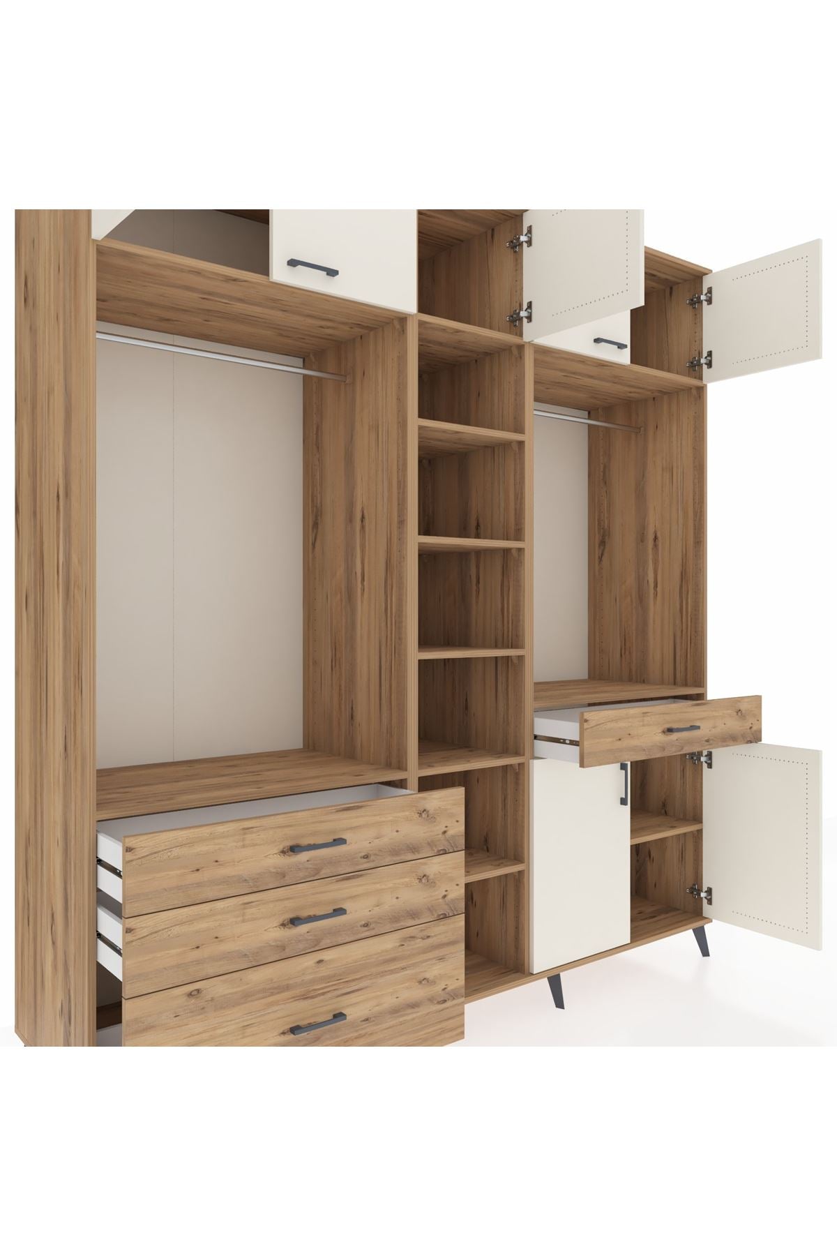 Kronos Dolap 11 Raflı 4 Çekmeceli 2 Askılı 220x59x243 - S784M056V24C