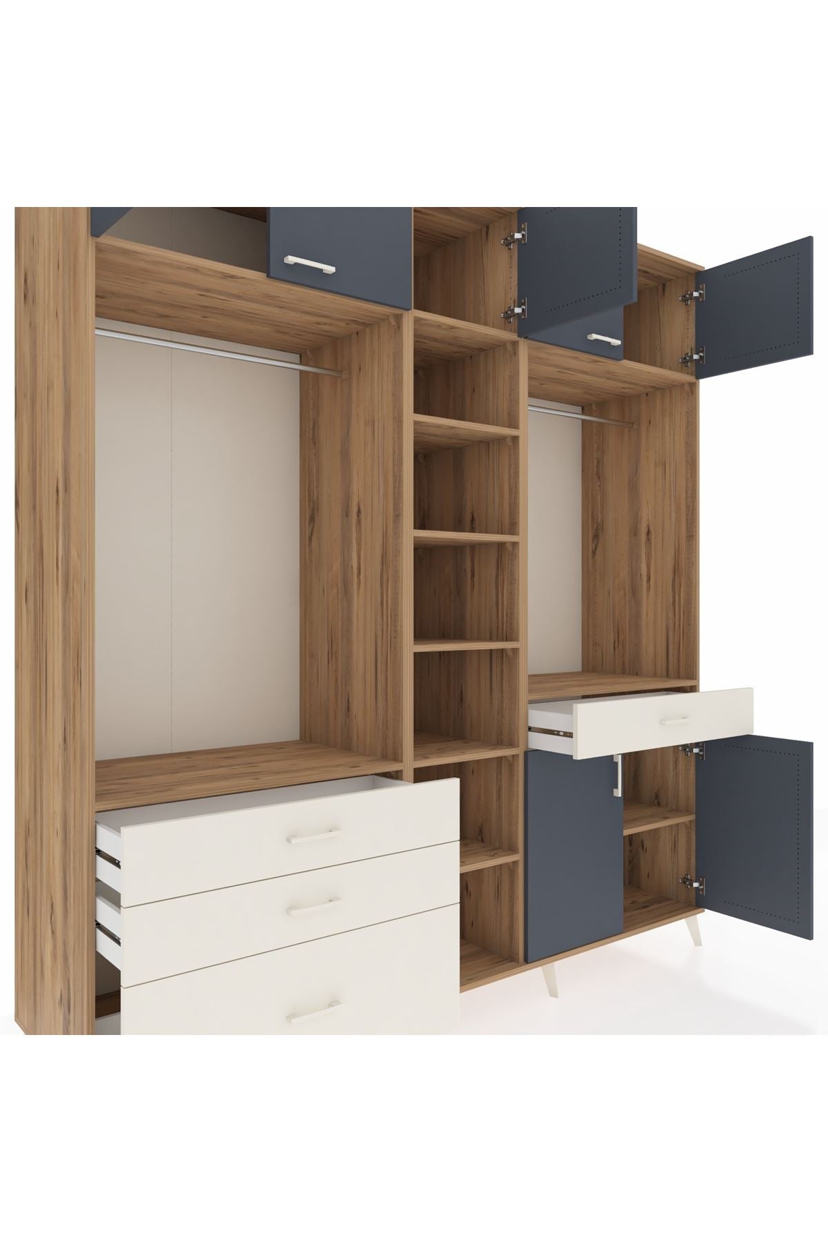 Kronos Dolap 11 Raflı 4 Çekmeceli 2 Askılı 220x59x243 - S784M056V25C
