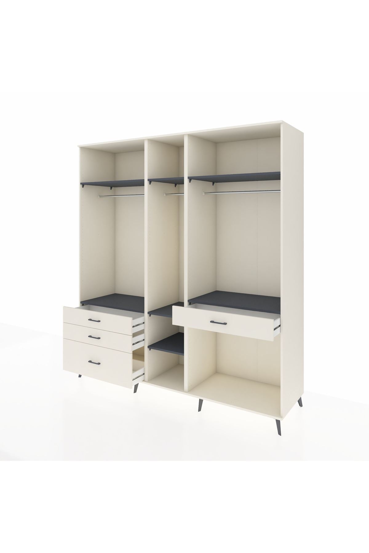 Kronos Dolap 7 Raflı 4 Çekmeceli 3 Askılı 220x59x243 Aytaşı-Antrasit/Aytaşı