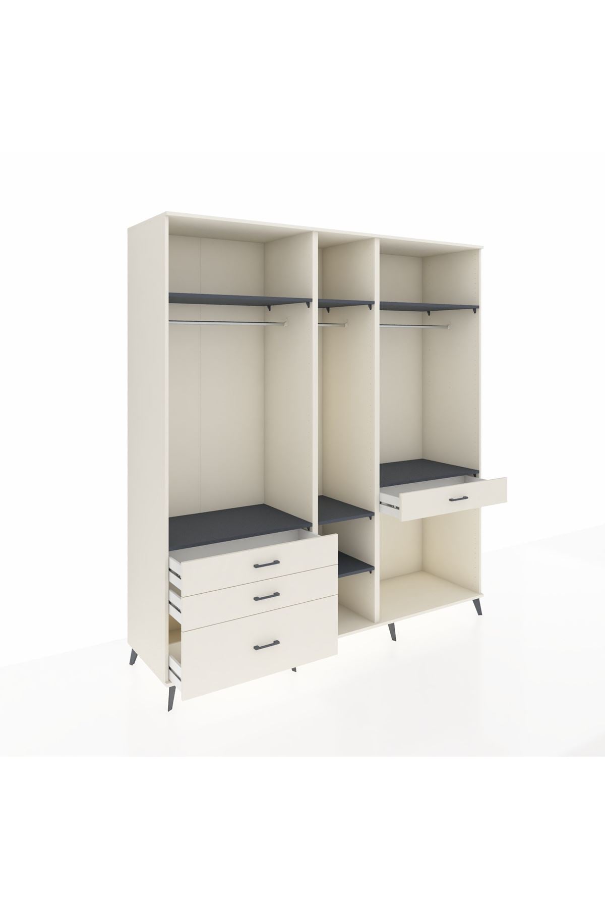 Kronos Dolap 7 Raflı 4 Çekmeceli 3 Askılı 220x59x243 Aytaşı-Antrasit/Aytaşı