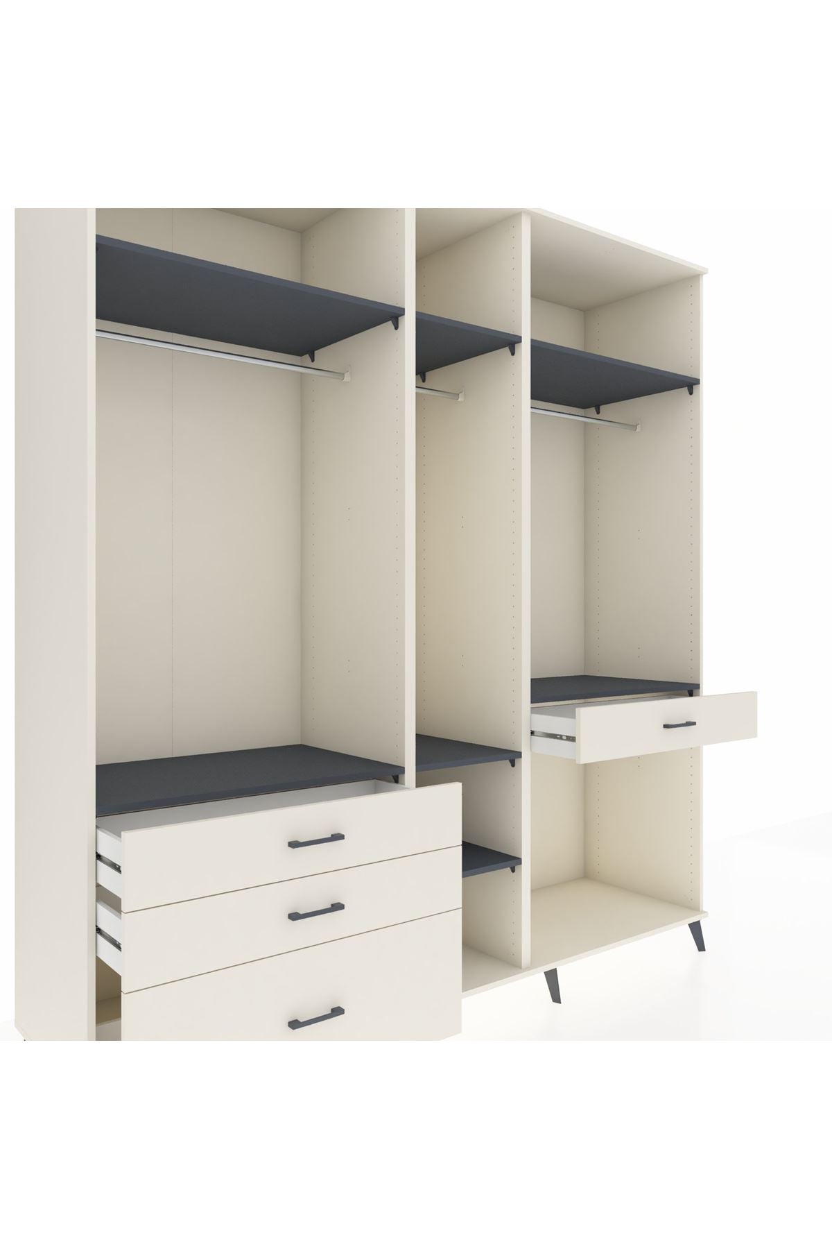 Kronos Dolap 7 Raflı 4 Çekmeceli 3 Askılı 220x59x243 Aytaşı-Antrasit/Aytaşı