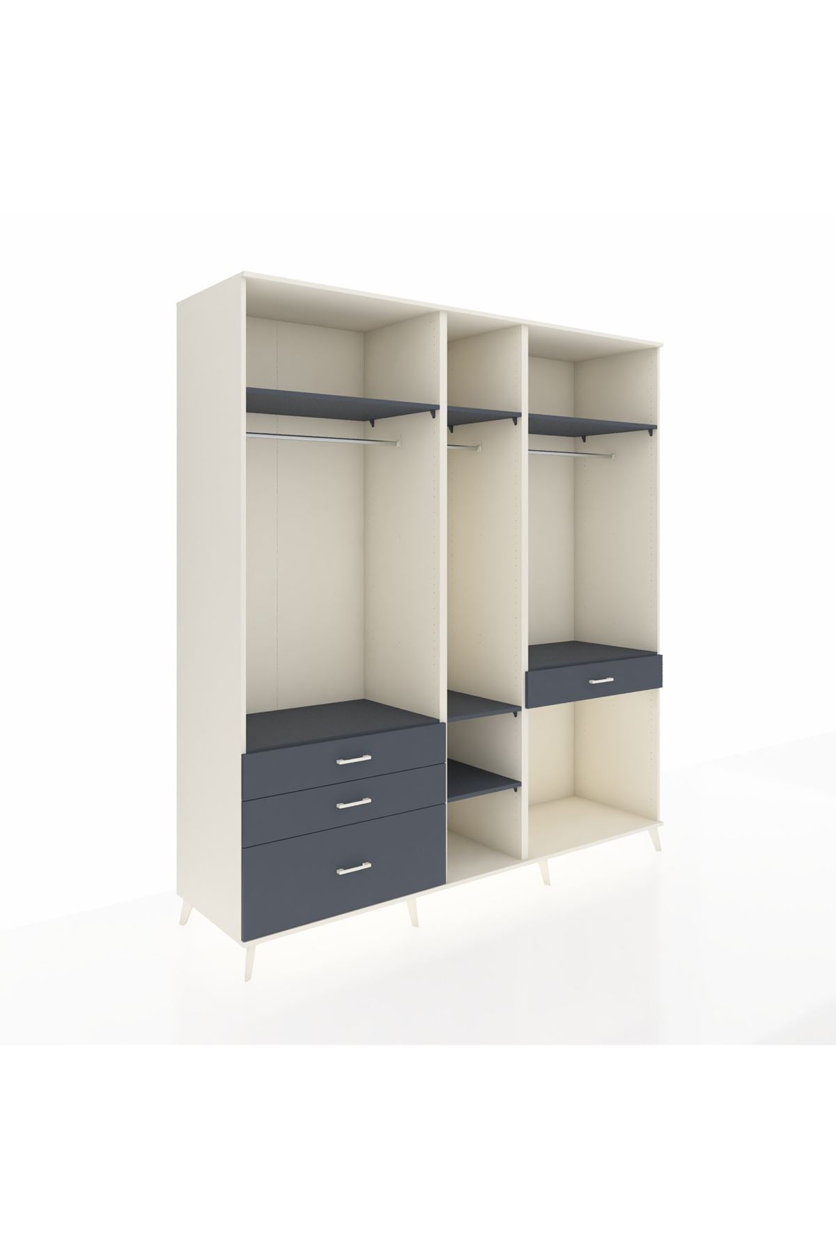 Kronos Dolap 7 Raflı 4 Çekmeceli 3 Askılı 220x59x243 - S784M057V08C