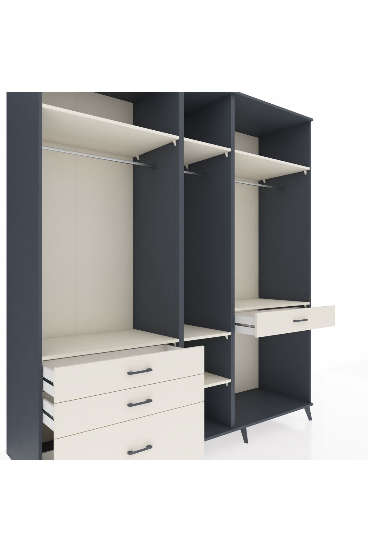 Kronos Dolap 7 Raflı 4 Çekmeceli 3 Askılı 220x59x243 - S784M057V13C