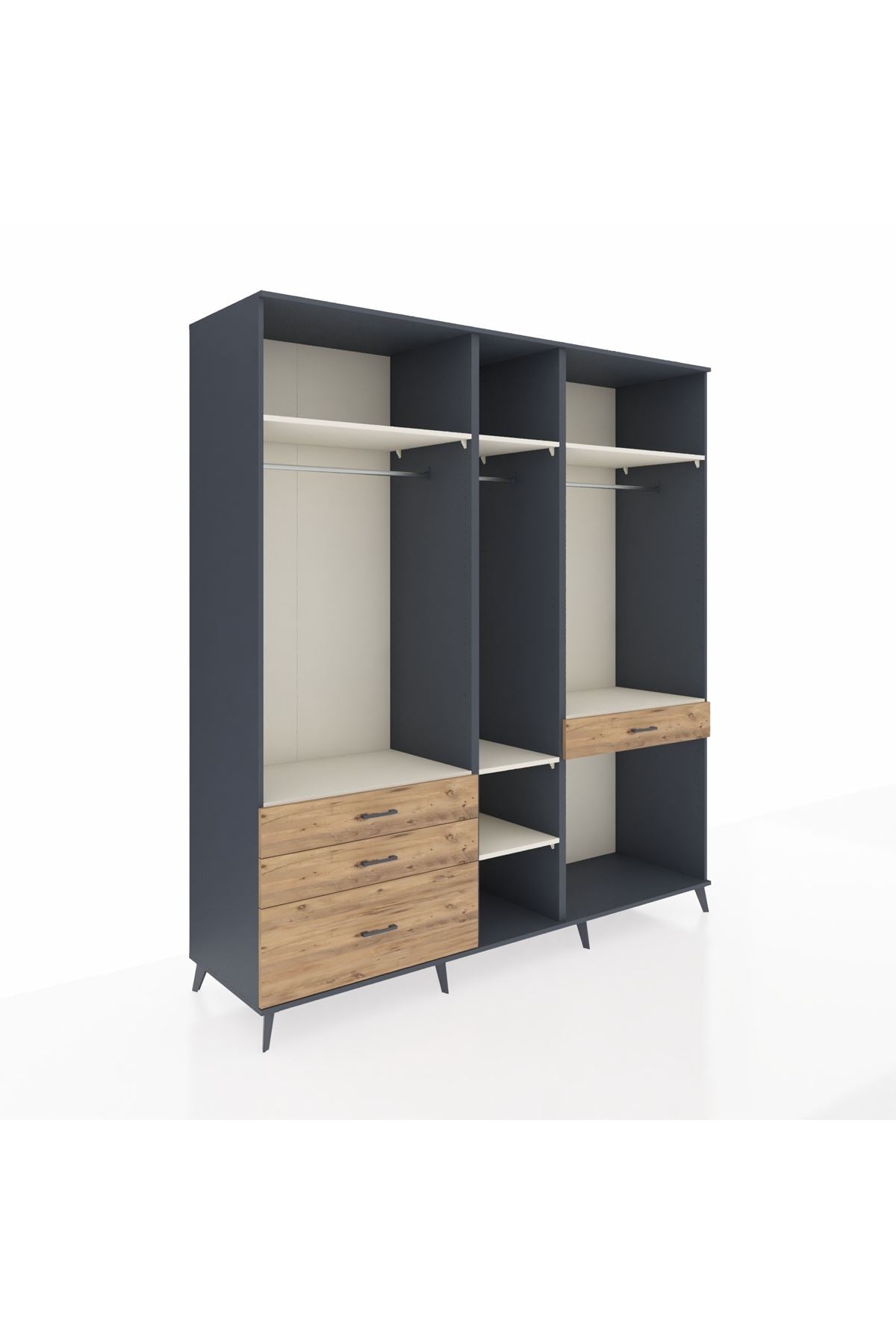 Kronos Dolap 7 Raflı 4 Çekmeceli 3 Askılı 220x59x243 - S784M057V15C