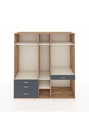 Kronos Dolap 7 Raflı 4 Çekmeceli 3 Askılı 220x59x243 Çam-Aytaşı/Antrasit