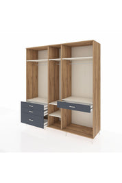 Kronos Dolap 7 Raflı 4 Çekmeceli 3 Askılı 220x59x243 Çam-Aytaşı/Antrasit