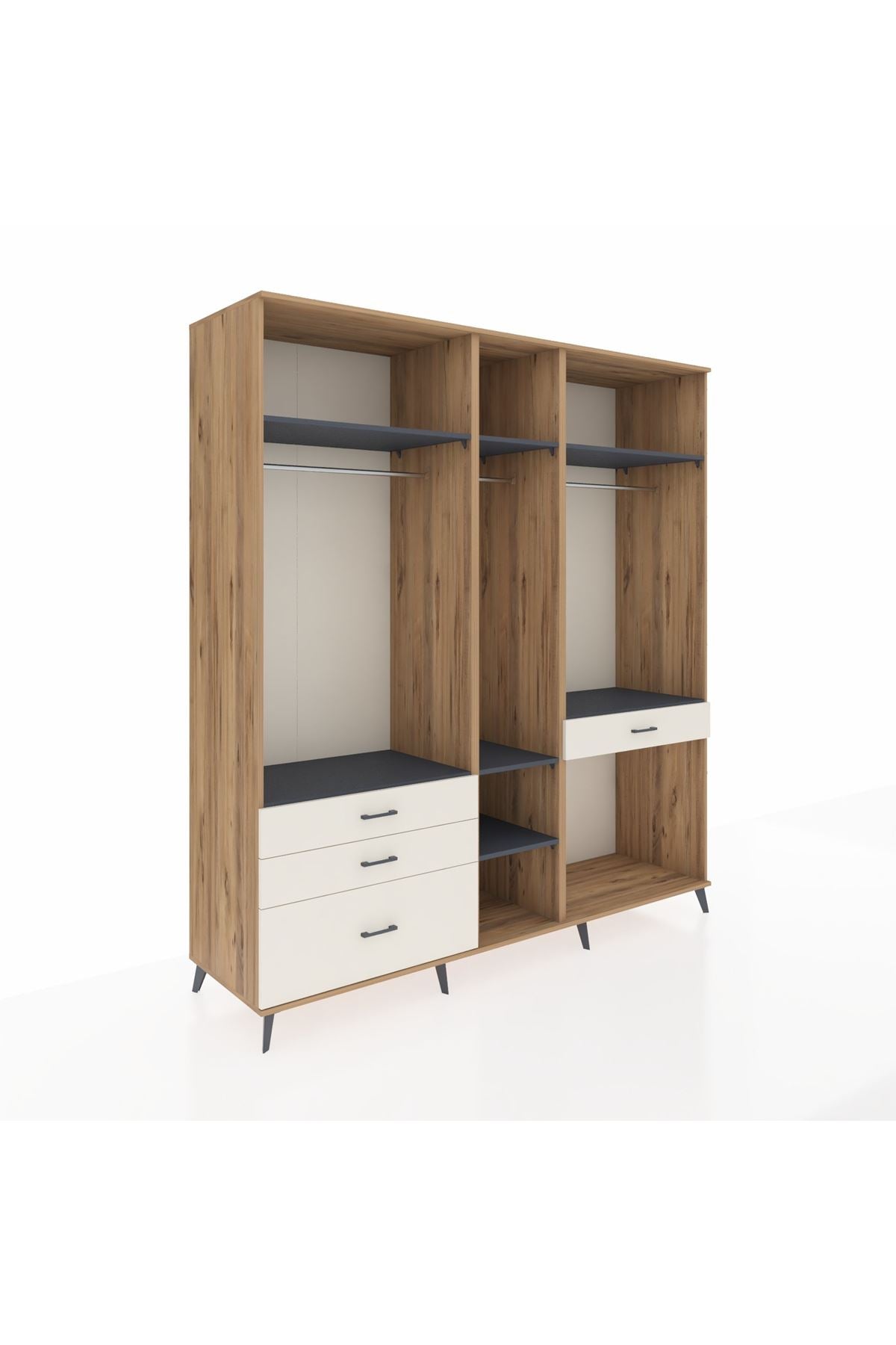 Kronos Dolap 7 Raflı 4 Çekmeceli 3 Askılı 220x59x243 - S784M057V25C