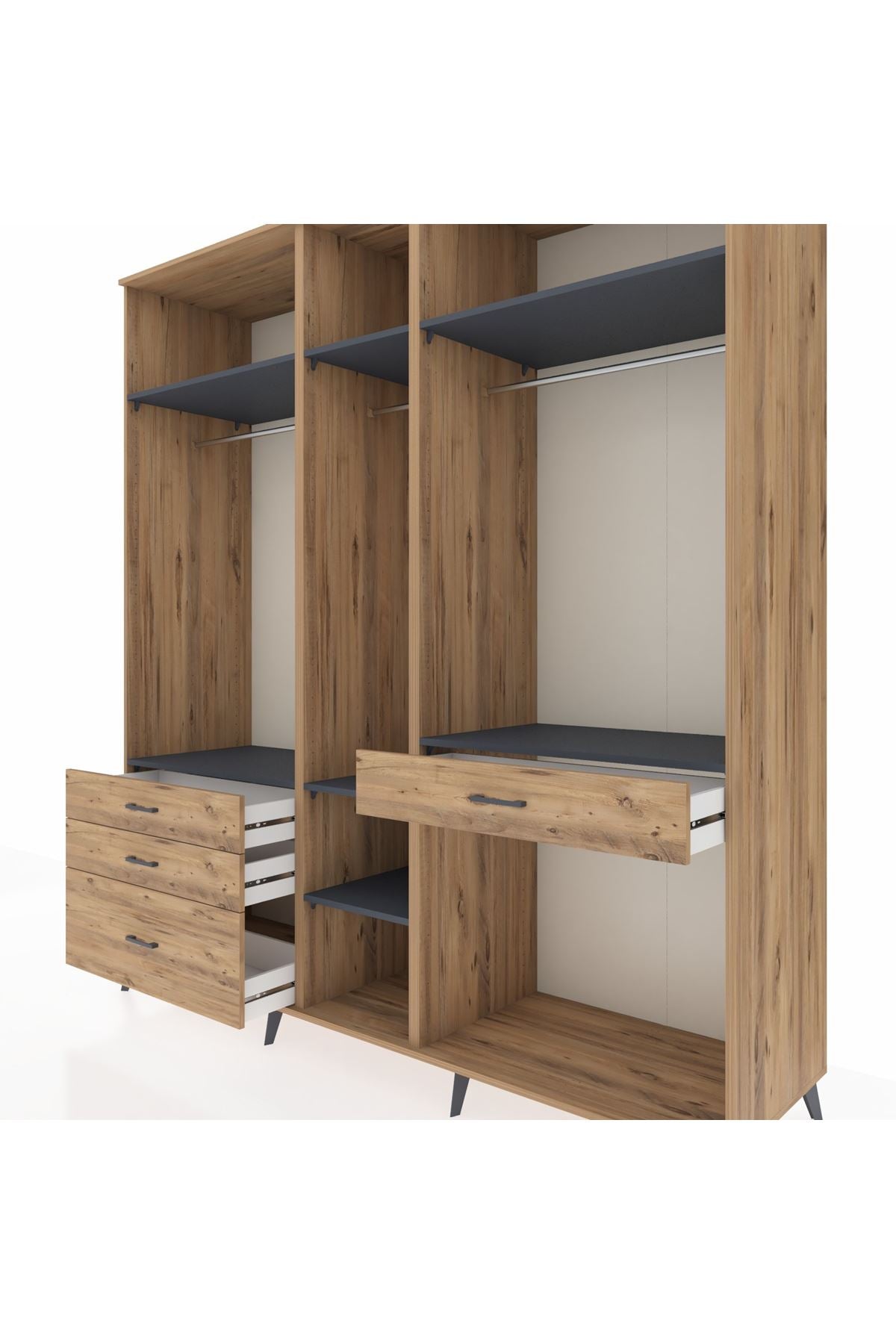 Kronos Dolap 7 Raflı 4 Çekmeceli 3 Askılı 220x59x243 - S784M057V27C