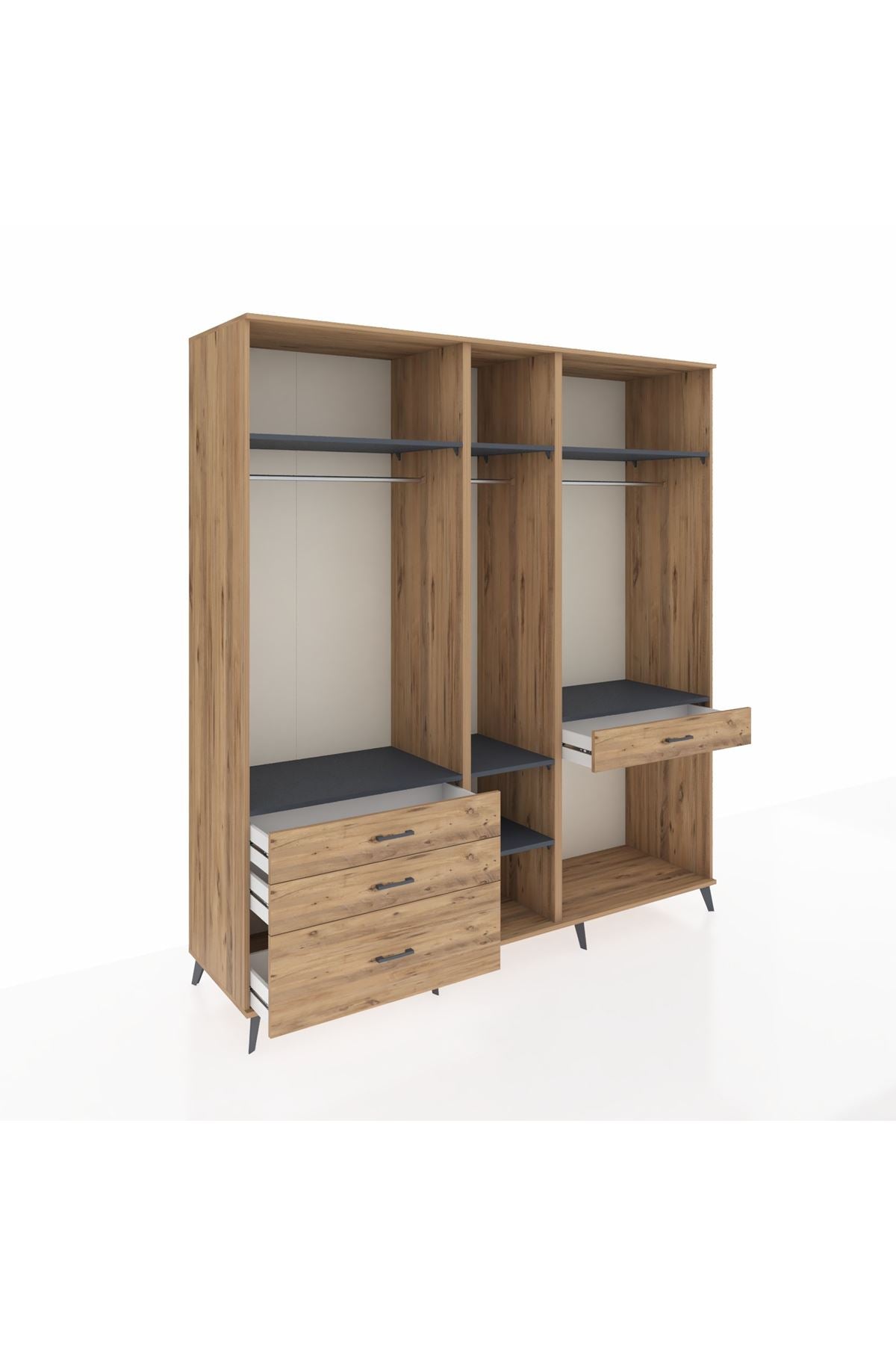 Kronos Dolap 7 Raflı 4 Çekmeceli 3 Askılı 220x59x243 - S784M057V27C