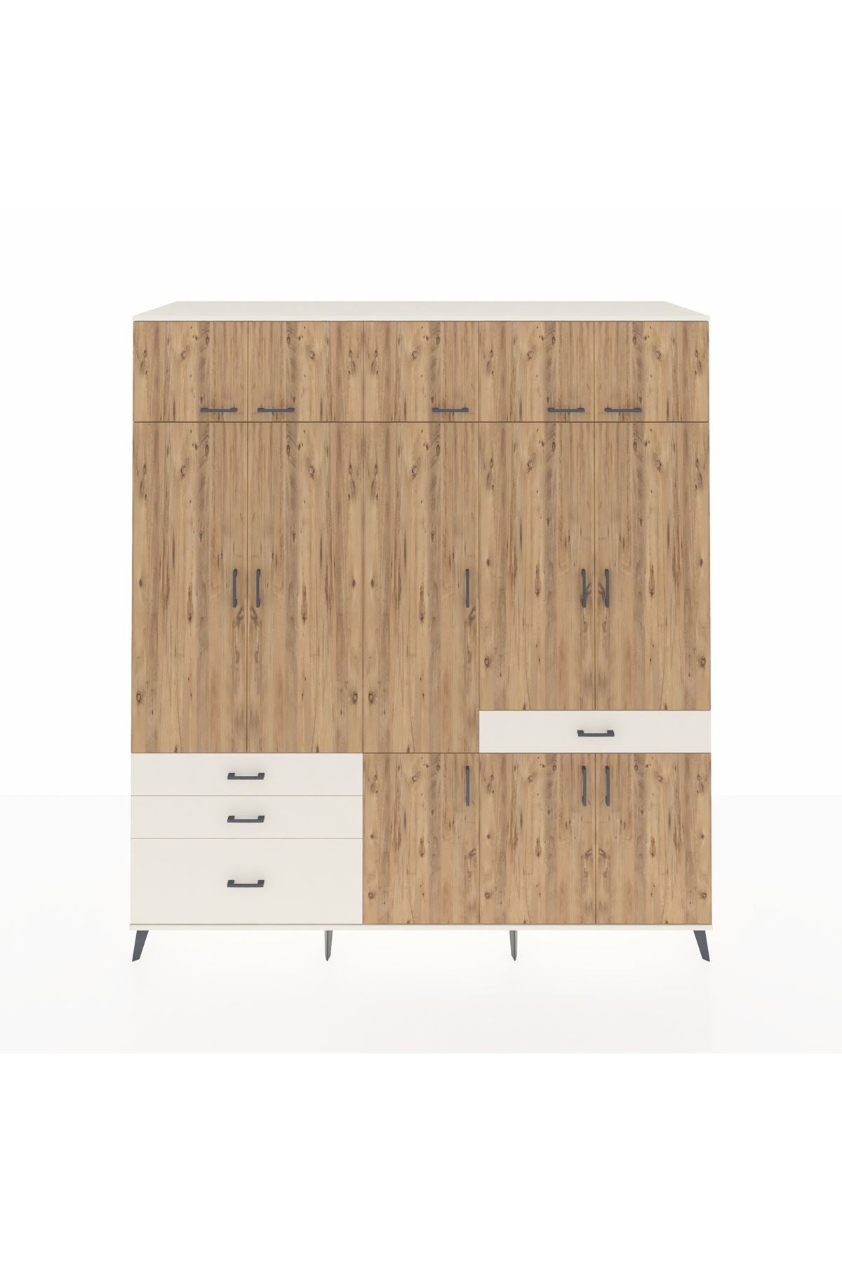 Kronos Dolap 8 Raflı 4 Çekmeceli 3 Askılı 220x59x243 Aytaşı-Çam/Aytaşı