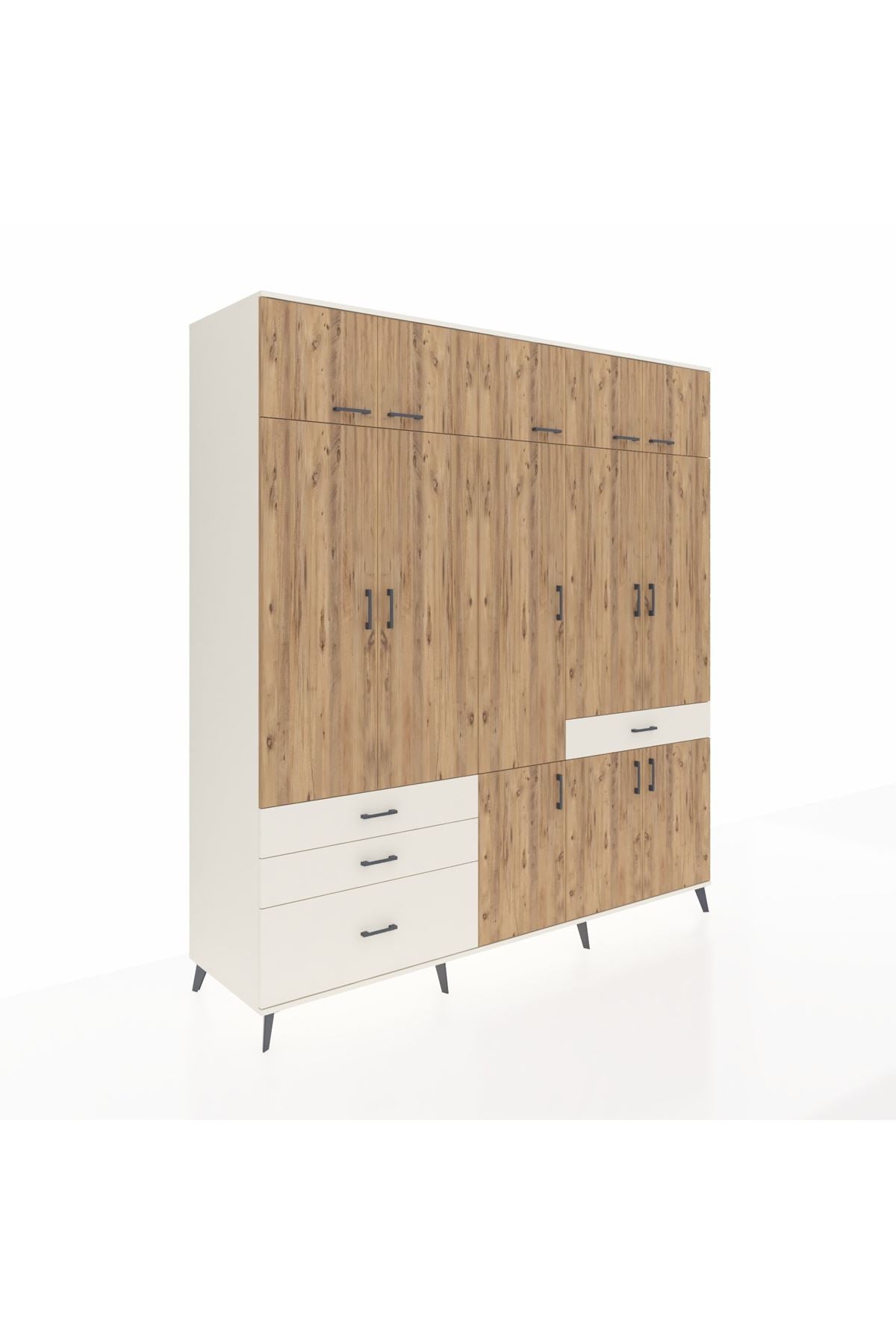 Kronos Dolap 8 Raflı 4 Çekmeceli 3 Askılı 220x59x243 Aytaşı-Çam/Aytaşı