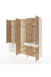 Kronos Dolap 8 Raflı 4 Çekmeceli 3 Askılı 220x59x243 Aytaşı-Çam/Aytaşı