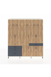 Kronos Dolap 8 Raflı 4 Çekmeceli 3 Askılı 220x59x243 Aytaşı-Çam/Antrasit