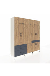 Kronos Dolap 8 Raflı 4 Çekmeceli 3 Askılı 220x59x243 Aytaşı-Çam/Antrasit