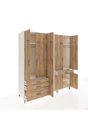 Kronos Dolap 8 Raflı 4 Çekmeceli 3 Askılı 220x59x243 Aytaşı-Çam/Çam