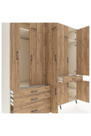 Kronos Dolap 8 Raflı 4 Çekmeceli 3 Askılı 220x59x243 Aytaşı-Çam/Çam