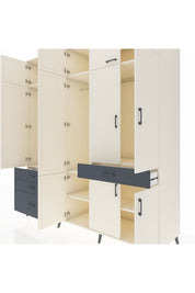 Kronos Dolap 8 Raflı 4 Çekmeceli 3 Askılı 220x59x243 Aytaşı-Aytaşı/Antrasit