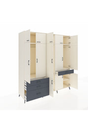 Kronos Dolap 8 Raflı 4 Çekmeceli 3 Askılı 220x59x243 Aytaşı-Aytaşı/Antrasit