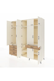 Kronos Dolap 8 Raflı 4 Çekmeceli 3 Askılı 220x59x243 Aytaşı-Aytaşı/Çam