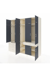 Kronos Dolap 8 Raflı 4 Çekmeceli 3 Askılı 220x59x243 Aytaşı-Antrasit/Aytaşı