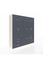 Kronos Dolap 8 Raflı 4 Çekmeceli 3 Askılı 220x59x243 Aytaşı-Antrasit/Antrasit