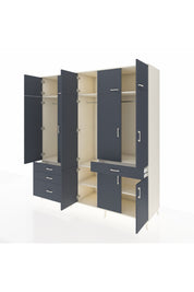 Kronos Dolap 8 Raflı 4 Çekmeceli 3 Askılı 220x59x243 Aytaşı-Antrasit/Antrasit