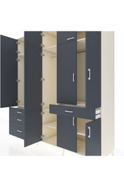 Kronos Dolap 8 Raflı 4 Çekmeceli 3 Askılı 220x59x243 Aytaşı-Antrasit/Antrasit