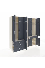 Kronos Dolap 8 Raflı 4 Çekmeceli 3 Askılı 220x59x243 Aytaşı-Antrasit/Antrasit