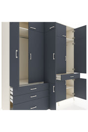 Kronos Dolap 8 Raflı 4 Çekmeceli 3 Askılı 220x59x243 Aytaşı-Antrasit/Antrasit