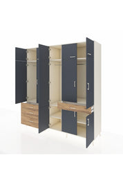 Kronos Dolap 8 Raflı 4 Çekmeceli 3 Askılı 220x59x243 Aytaşı-Antrasit/Çam