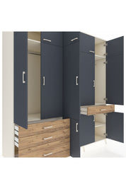 Kronos Dolap 8 Raflı 4 Çekmeceli 3 Askılı 220x59x243 Aytaşı-Antrasit/Çam