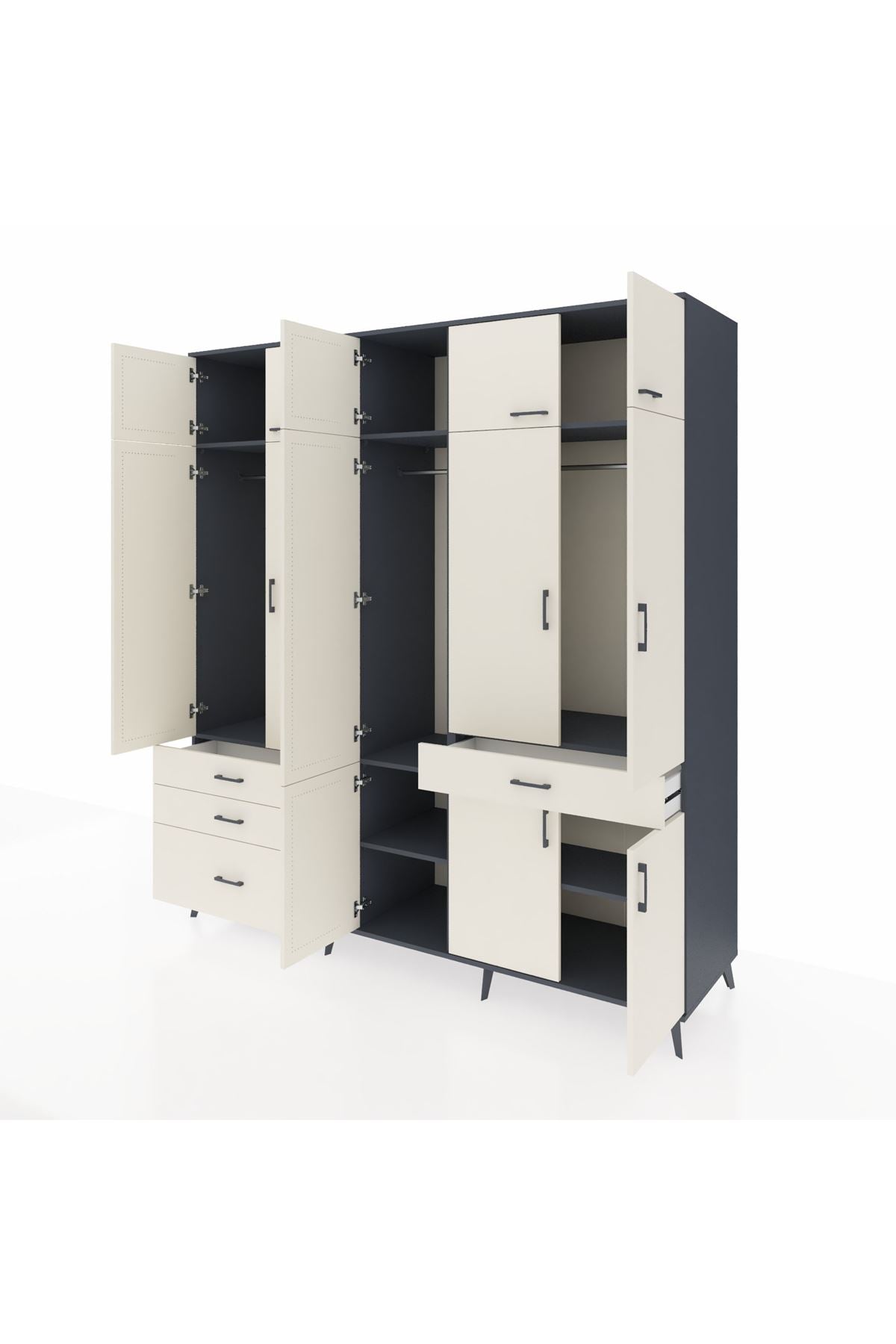Kronos Dolap 8 Raflı 4 Çekmeceli 3 Askılı 220x59x243 - S784M058V13C