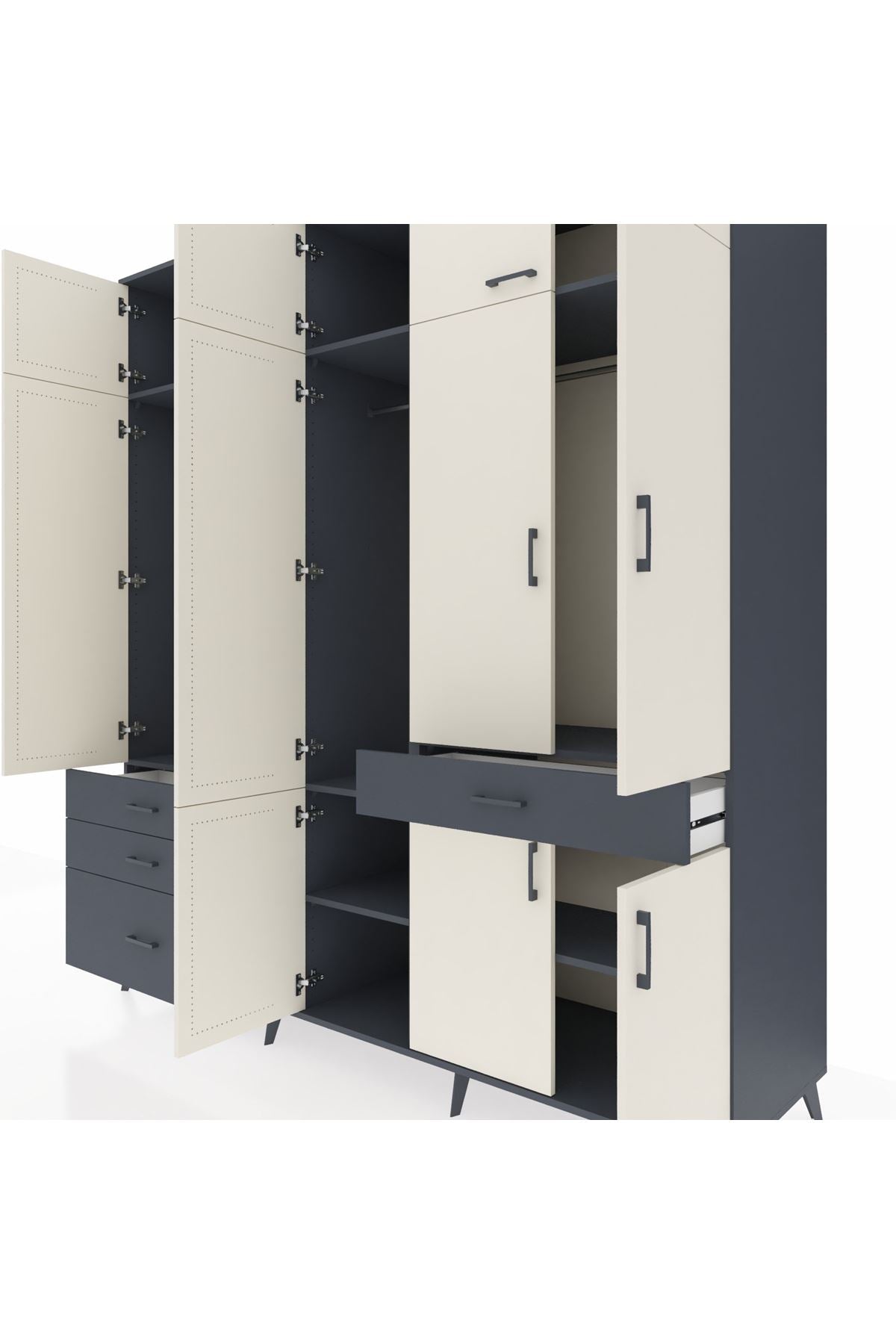 Kronos Dolap 8 Raflı 4 Çekmeceli 3 Askılı 220x59x243 - S784M058V14C