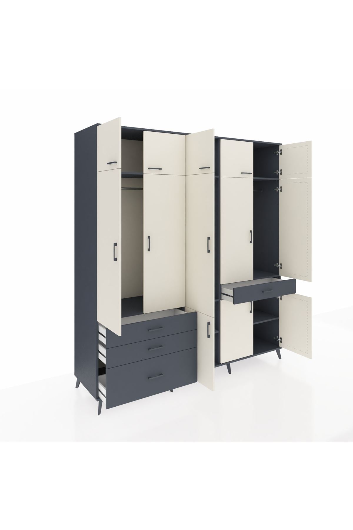 Kronos Dolap 8 Raflı 4 Çekmeceli 3 Askılı 220x59x243 - S784M058V14C