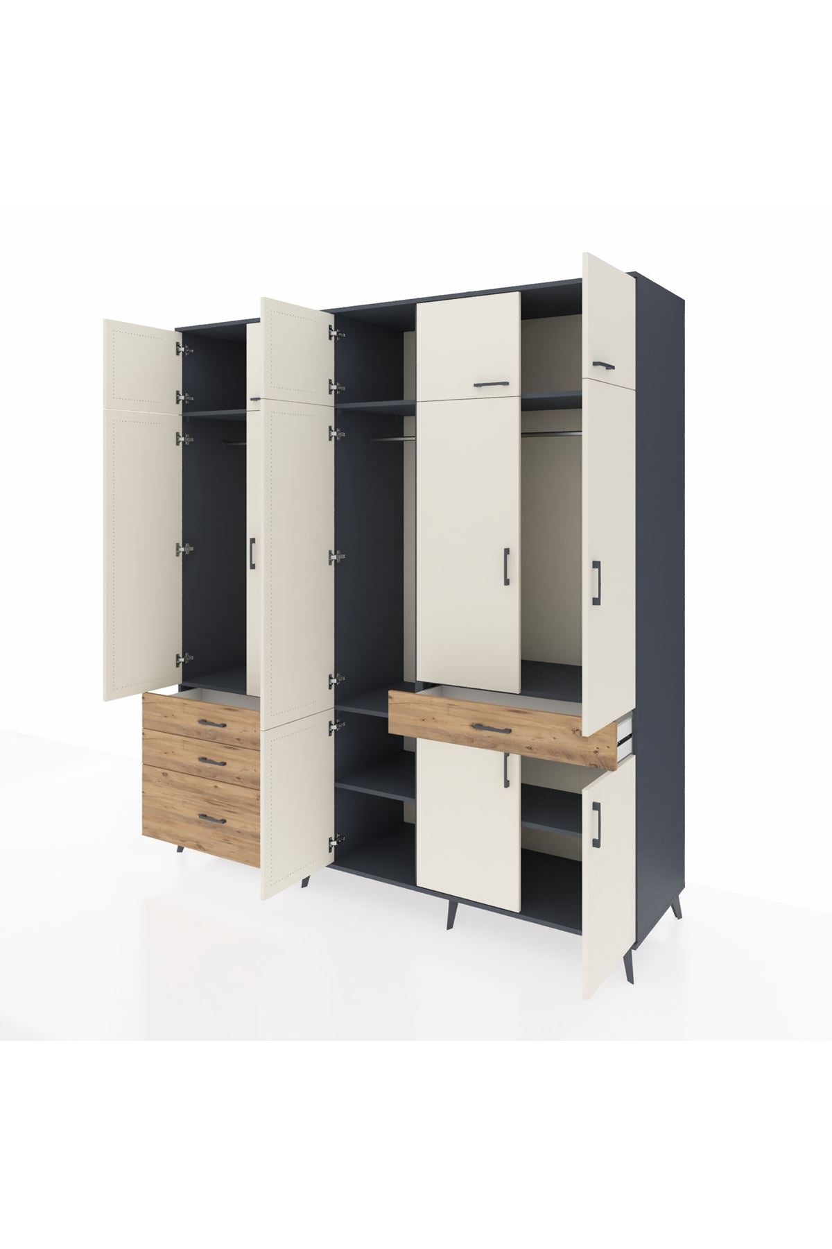 Kronos Dolap 8 Raflı 4 Çekmeceli 3 Askılı 220x59x243 - S784M058V15C