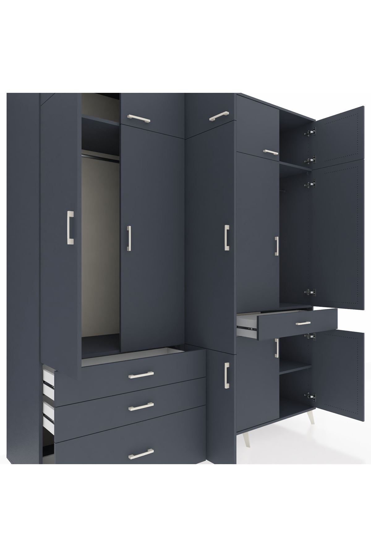 Kronos Dolap 8 Raflı 4 Çekmeceli 3 Askılı 220x59x243 - S784M058V17C
