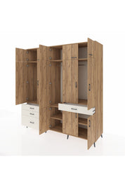 Kronos Dolap 8 Raflı 4 Çekmeceli 3 Askılı 220x59x243 Çam-Çam/Aytaşı