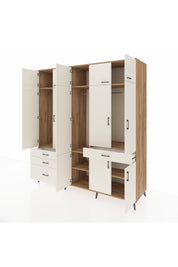 Kronos Dolap 8 Raflı 4 Çekmeceli 3 Askılı 220x59x243 Çam-Aytaşı/Aytaşı