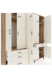 Kronos Dolap 8 Raflı 4 Çekmeceli 3 Askılı 220x59x243 Çam-Aytaşı/Aytaşı