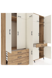 Kronos Dolap 8 Raflı 4 Çekmeceli 3 Askılı 220x59x243 Çam-Aytaşı/Çam