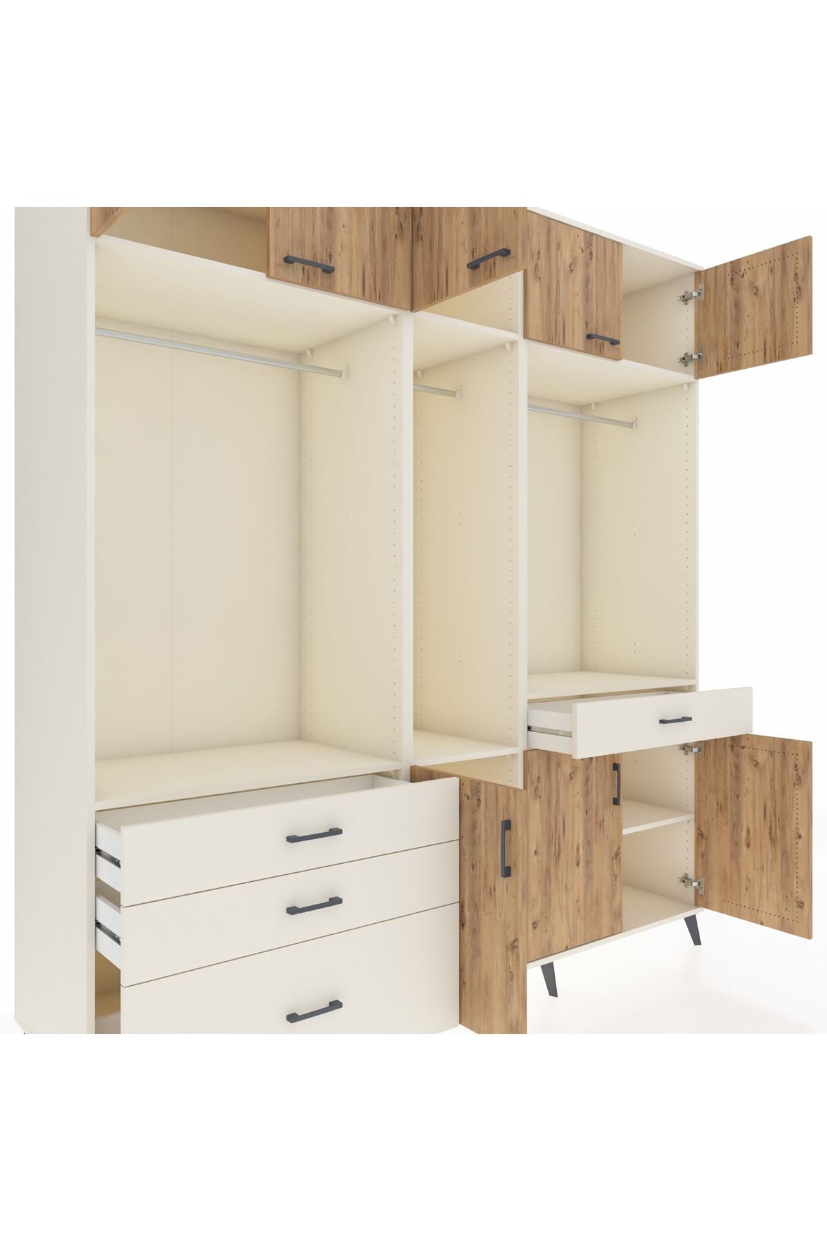 Kronos Dolap 8 Raflı 4 Çekmeceli 3 Askılı 220x59x243 Aytaşı-Çam/Aytaşı