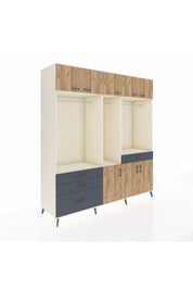 Kronos Dolap 8 Raflı 4 Çekmeceli 3 Askılı 220x59x243 Aytaşı-Çam/Antrasit