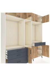 Kronos Dolap 8 Raflı 4 Çekmeceli 3 Askılı 220x59x243 Aytaşı-Çam/Antrasit