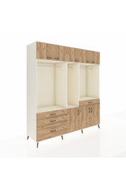 Kronos Dolap 8 Raflı 4 Çekmeceli 3 Askılı 220x59x243 Aytaşı-Çam/Çam
