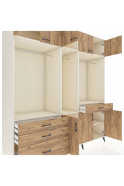 Kronos Dolap 8 Raflı 4 Çekmeceli 3 Askılı 220x59x243 Aytaşı-Çam/Çam