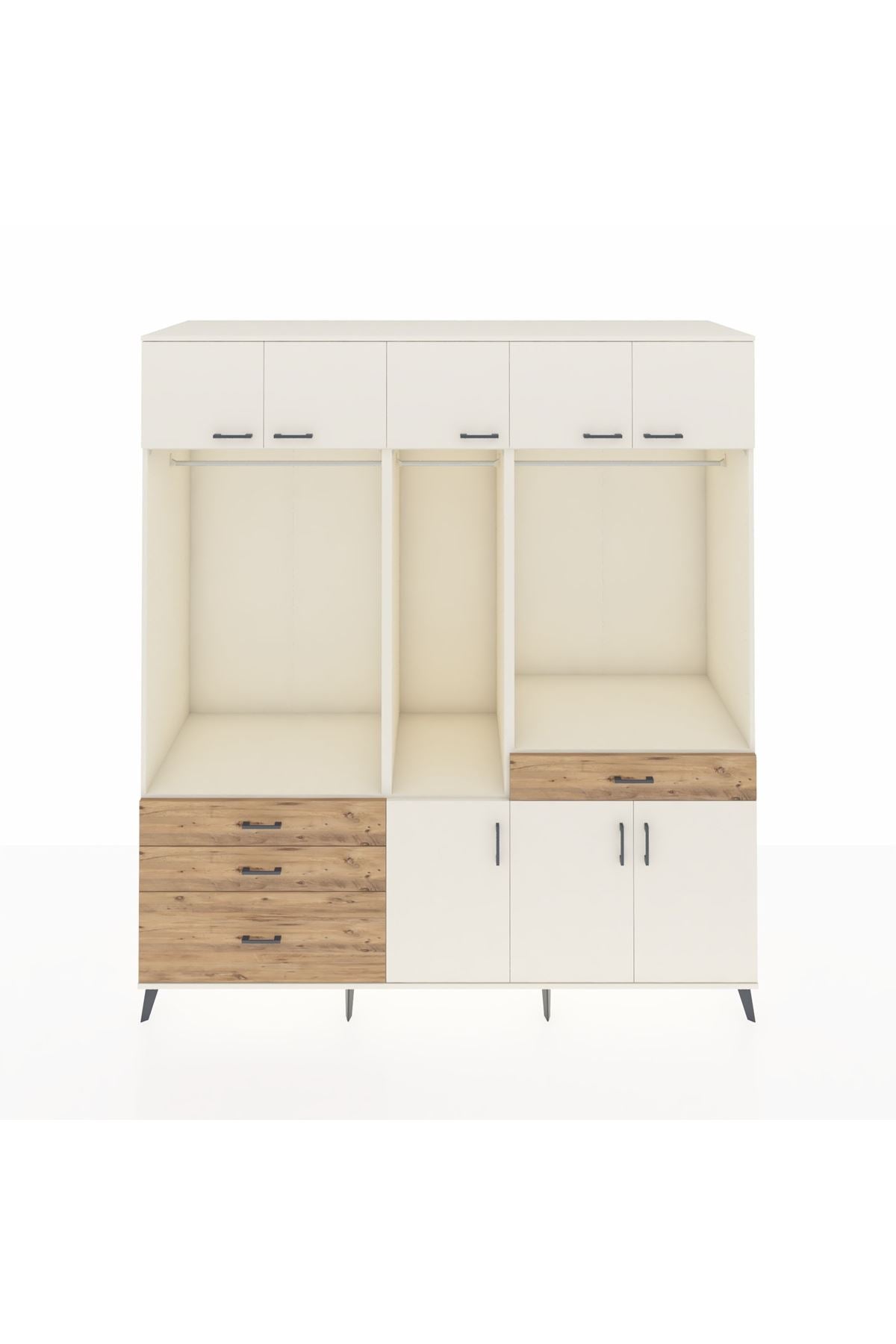 Kronos Dolap 8 Raflı 4 Çekmeceli 3 Askılı 220x59x243 Aytaşı-Aytaşı/Çam