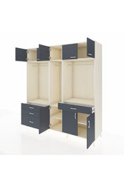 Kronos Dolap 8 Raflı 4 Çekmeceli 3 Askılı 220x59x243 Aytaşı-Antrasit/Antrasit