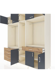 Kronos Dolap 8 Raflı 4 Çekmeceli 3 Askılı 220x59x243 Aytaşı-Antrasit/Çam